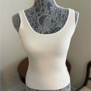 House of Harlow 1960 Cream Ribbed Tank Top